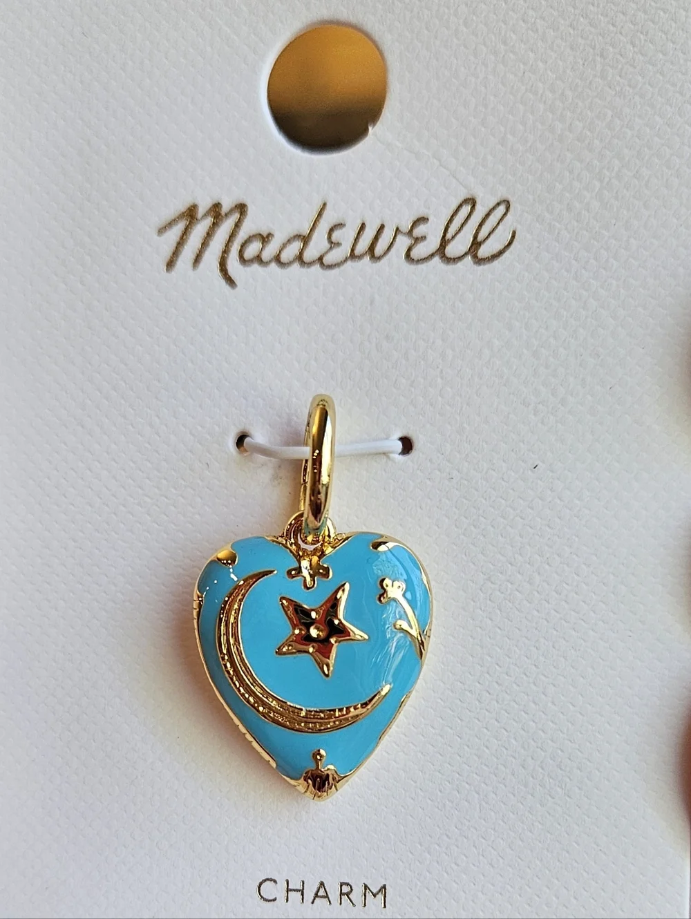 Madewell Gold-Tone Heart Charm with Blue Enamel Celestial Motif - Picture 2 of 2